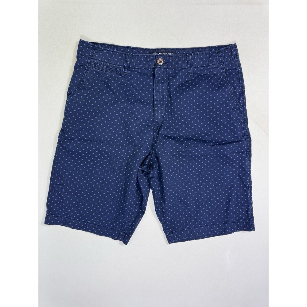 American Eagle Men's Longboard Chino Shorts 36 (38x12) Blue Cotton Polka Dot